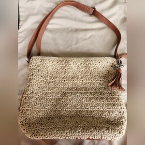 The SAK Tan Woven Shoulder Bag